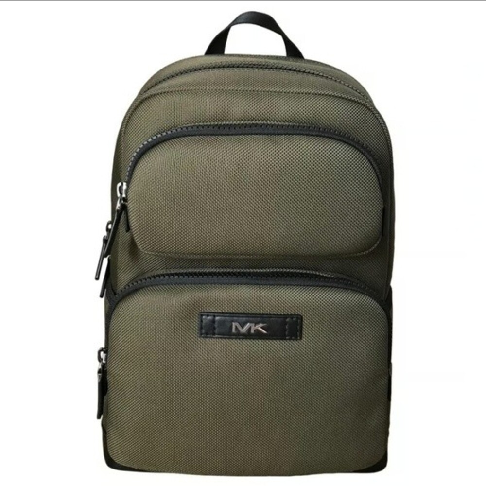 Michael Kors Kent Sport Utility Large Olive Backpack Olive Green & Black